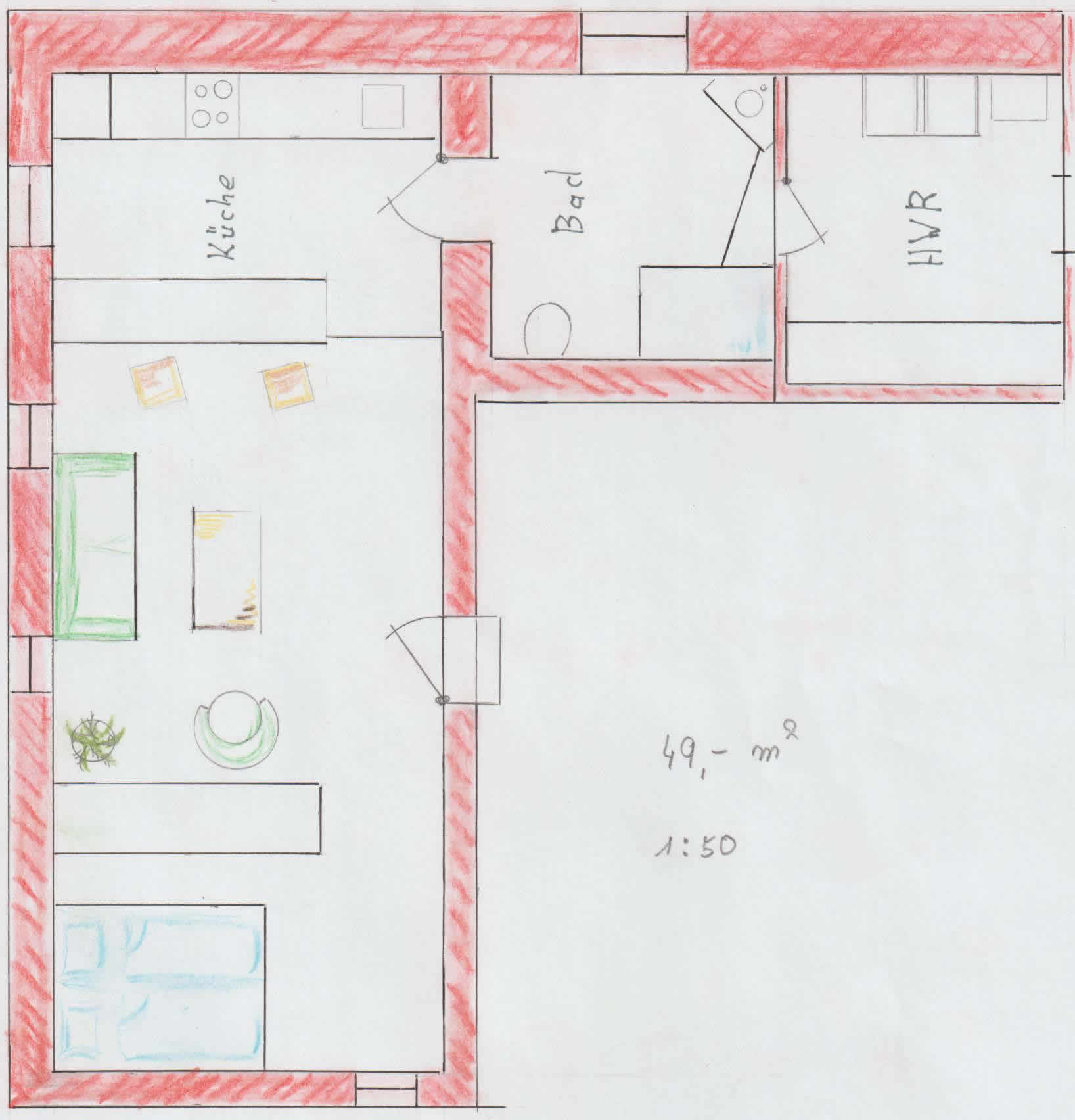 Grundriss Ferienwohnung Boardinghouse Wiebke